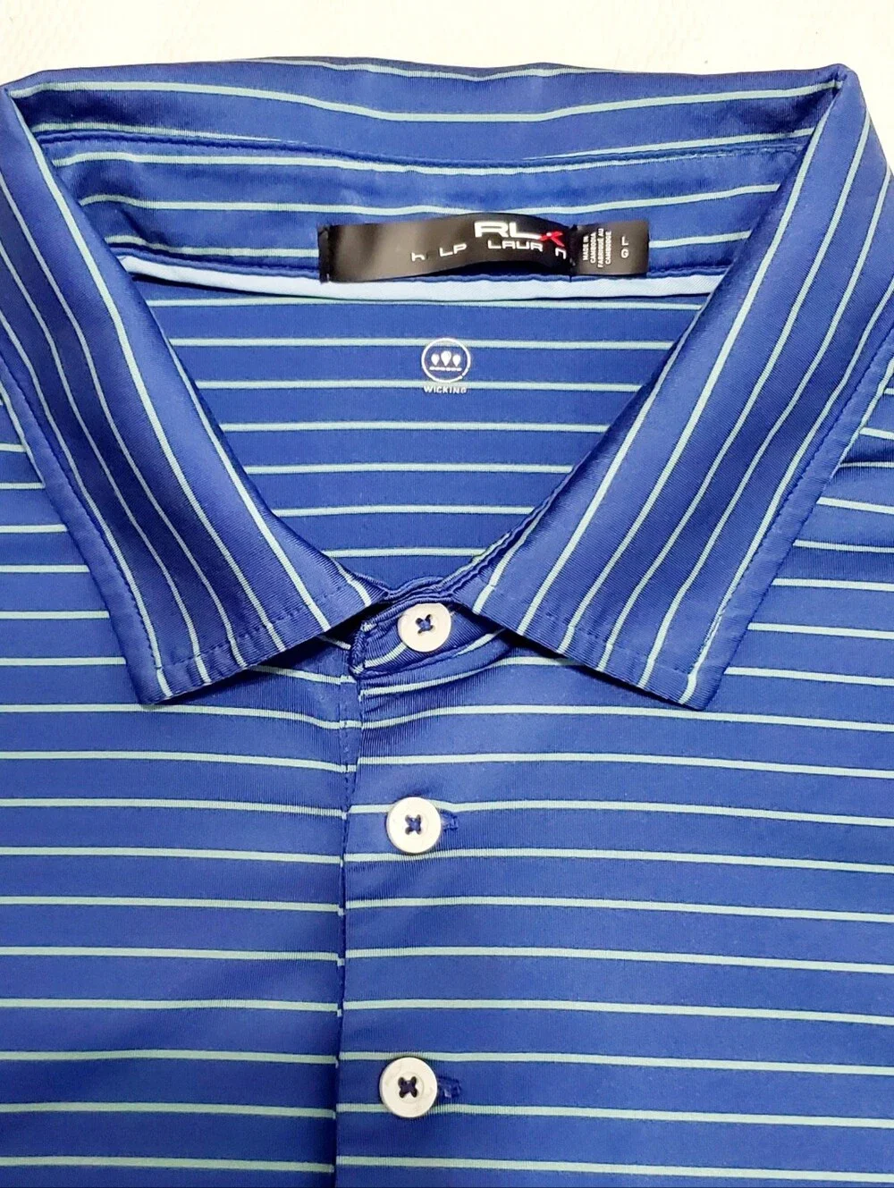Ralph Lauren RLX Blue Stripe Polo Shirt Men Large
